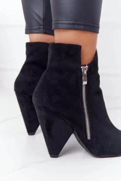 Asymetryczne Botki Na Obcasie Lu Boo Czarne