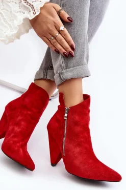 Asymetryczne Botki Na Obcasie Lu Boo Czerwone