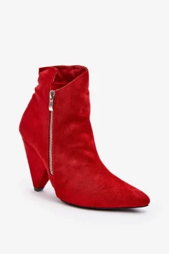 Asymetryczne Botki Na Obcasie Lu Boo Czerwone