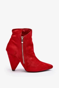 Asymetryczne Botki Na Obcasie Lu Boo Czerwone