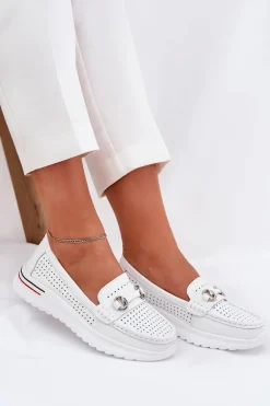 Ażurowe Baleriny Z Naturalnej Skóry Vinceza 95331 Białe