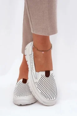 Ażurowe Baleriny Ze Skóry Naturalnej Vinceza 95336 Białe
