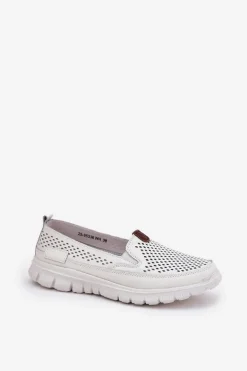 Ażurowe Baleriny Ze Skóry Naturalnej Vinceza 95336 Białe