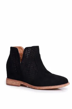 Ażurowe Botki Na Koturnie S.Barski Czarne