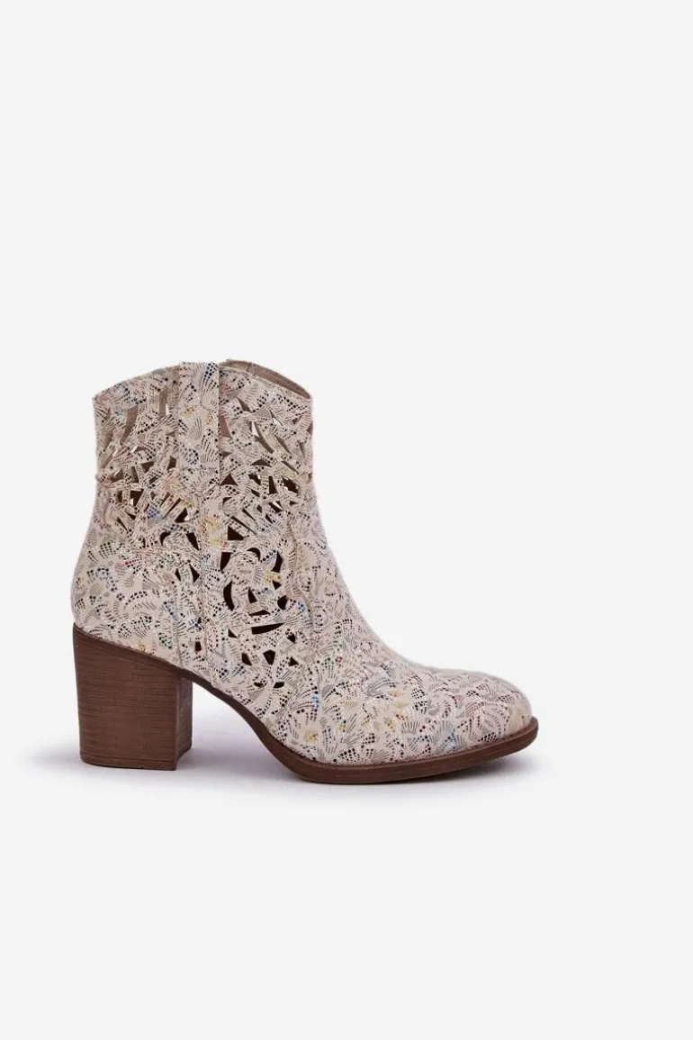 Ażurowe Botki Na Słupkowym Obcasie Multikolor Nurissa