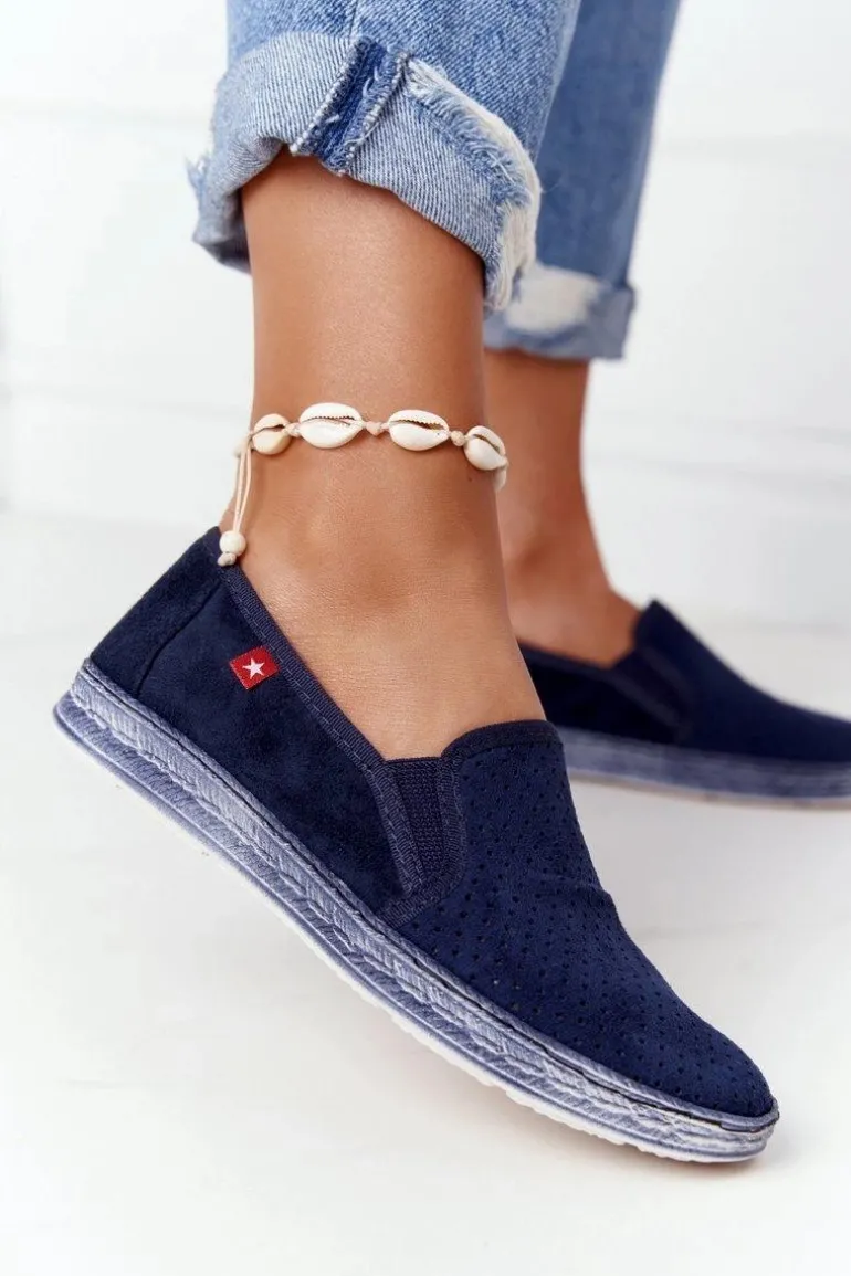 Ażurowe Espadryle Big Star HH276004 Granatowe