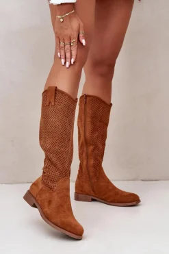 Ażurowe Kozaki Damskie Camel S.Barski HY42-139