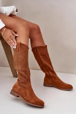 Ażurowe Kozaki Damskie Camel S.Barski HY42-139