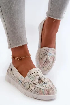 Ażurowe Mokasyny Damskie Z Eko Skóry Multikolor Tinami