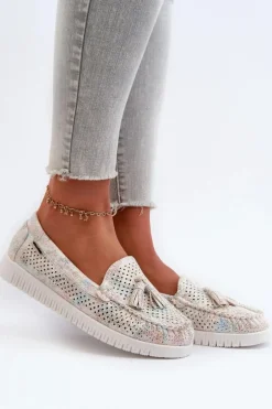 Ażurowe Mokasyny Damskie Z Eko Skóry Multikolor Tinami