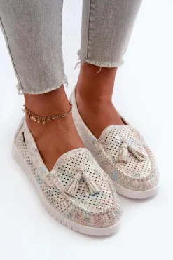 Ażurowe Mokasyny Damskie Z Eko Skóry Multikolor Tinami