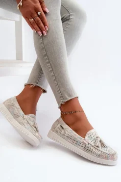 Ażurowe Mokasyny Damskie Z Eko Skóry Multikolor Tinami