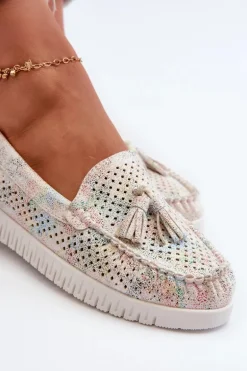 Ażurowe Mokasyny Damskie Z Eko Skóry Multikolor Tinami