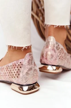 Ażurowe Mokasyny Na Złotym Obcasie Vinceza 21-10602 Multikolor