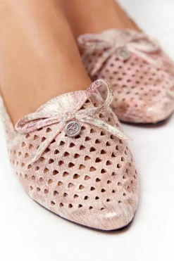 Ażurowe Mokasyny Na Złotym Obcasie Vinceza 21-10602 Multikolor