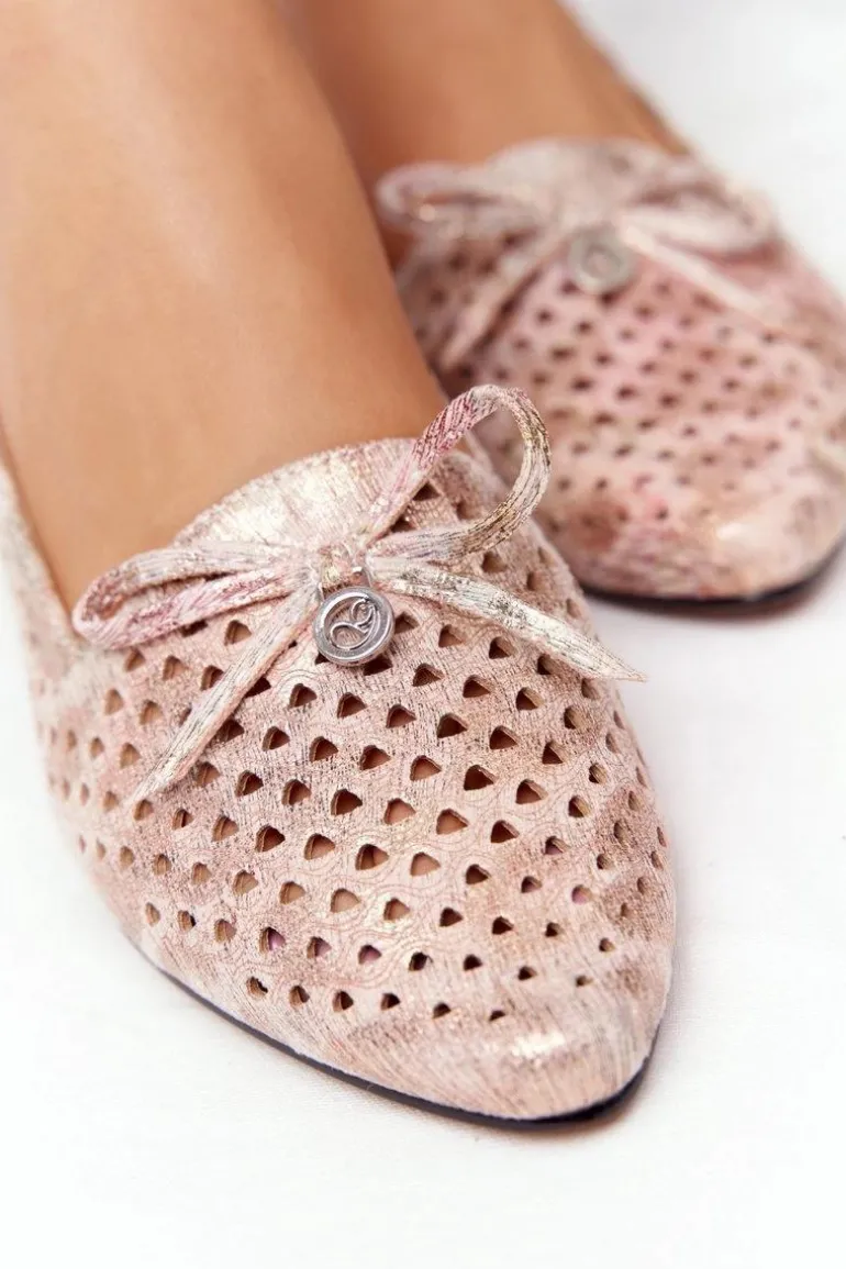 Ażurowe Mokasyny Na Złotym Obcasie Vinceza 21-10602 Multikolor