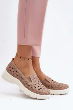 Ażurowe Półbuty Damskie Różowe Emilei