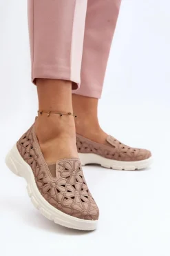 Ażurowe Półbuty Damskie Różowe Emilei