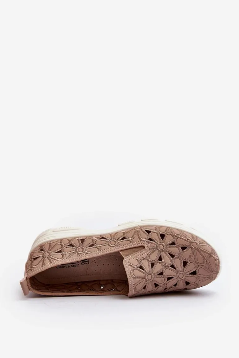 Ażurowe Półbuty Damskie Różowe Emilei