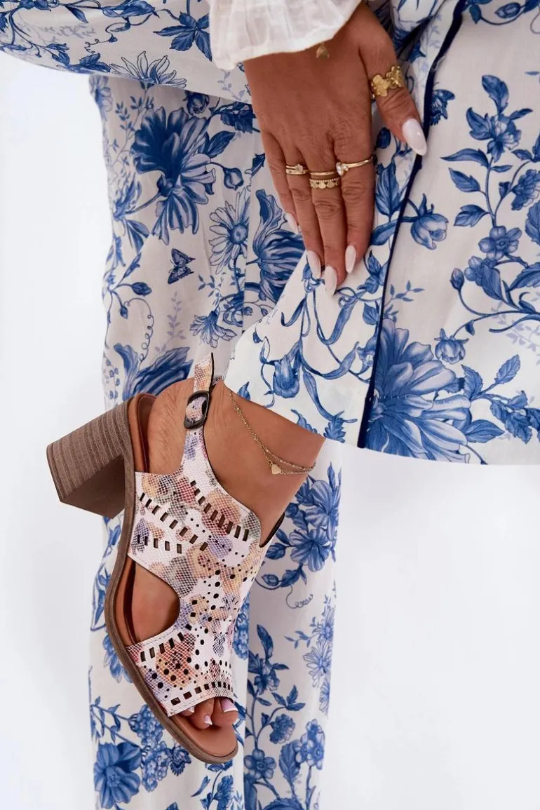 Ażurowe Sandały Damskie Na Słupku Multikolor Tosine