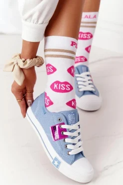 Ażurowe Trampki Damskie BIG STAR FF274037 Niebieskie