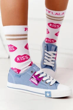 Ażurowe Trampki Damskie BIG STAR FF274037 Niebieskie