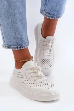 Ażurowe Trampki Sneakersy Na Platformie Białe Tanvi