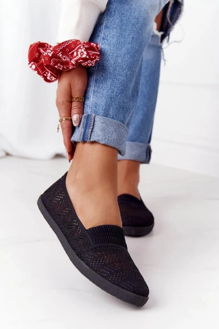 Ażurowe Wsuwane Tenisówki Slip-On Czarne Chillout