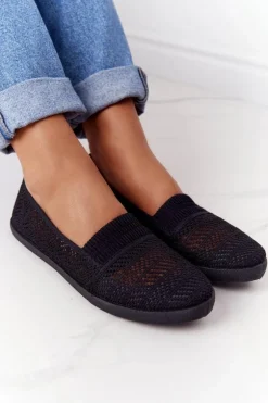 Ażurowe Wsuwane Tenisówki Slip-On Czarne Chillout