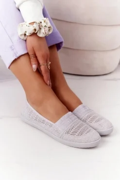 Ażurowe Wsuwane Tenisówki Slip-On Szare Chillout