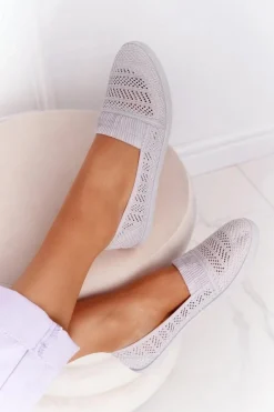 Ażurowe Wsuwane Tenisówki Slip-On Szare Chillout