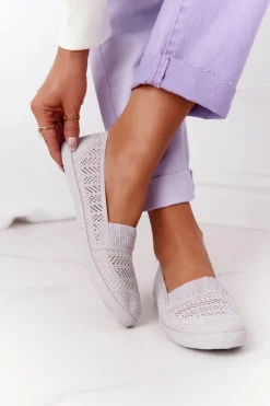 Ażurowe Wsuwane Tenisówki Slip-On Szare Chillout