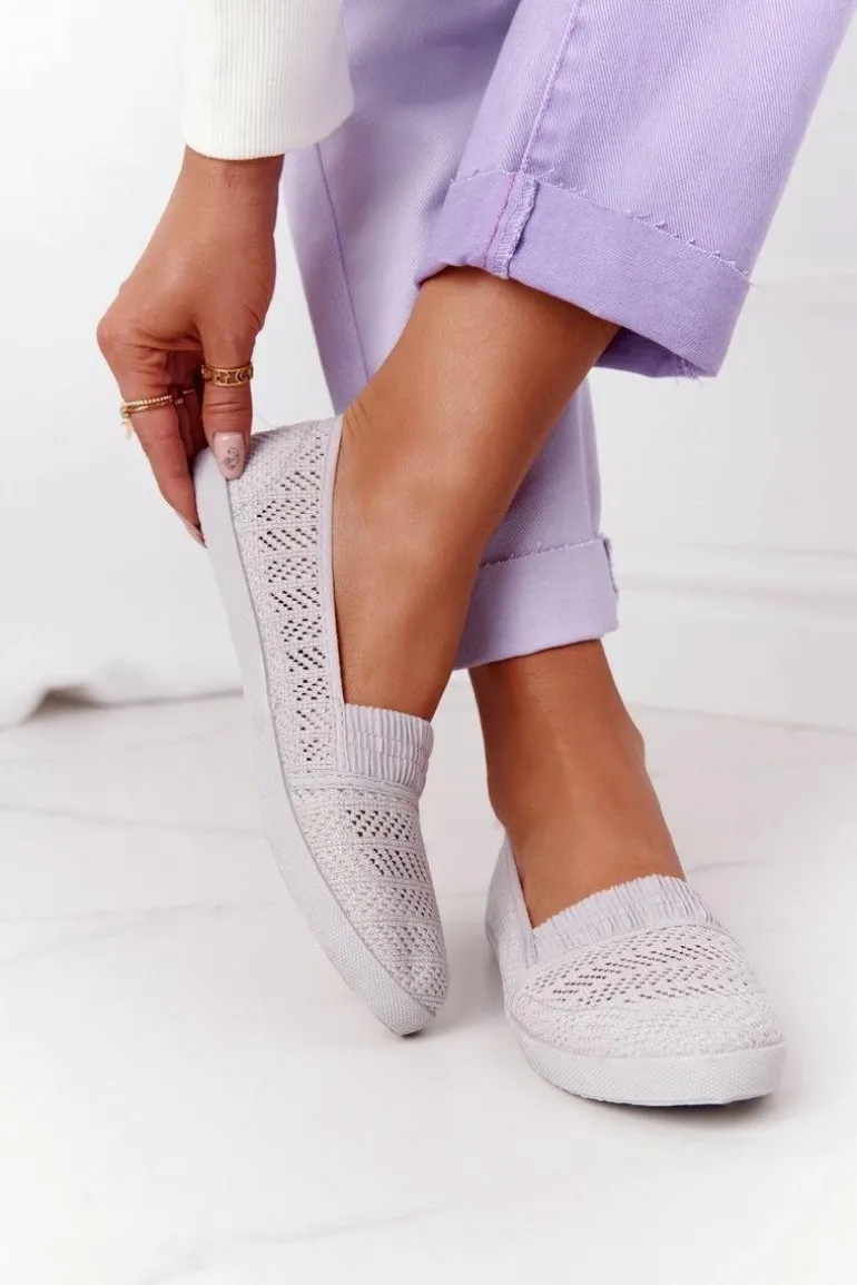 Ażurowe Wsuwane Tenisówki Slip-On Szare Chillout