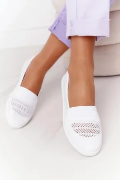 Ażurowe Wsuwane Tenisówki Slip-On Białe Chillout