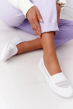Ażurowe Wsuwane Tenisówki Slip-On Białe Chillout