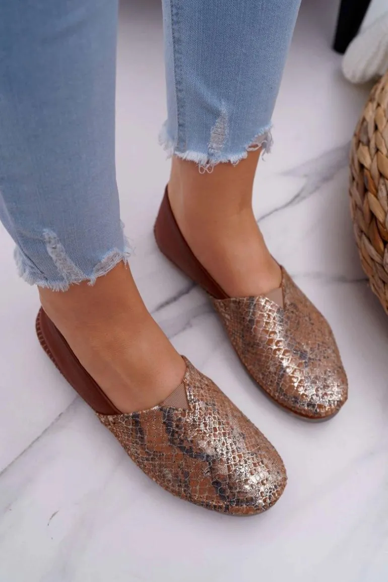 Baleriny Damskie Brązowe Maciejka 1930A-29/00-6