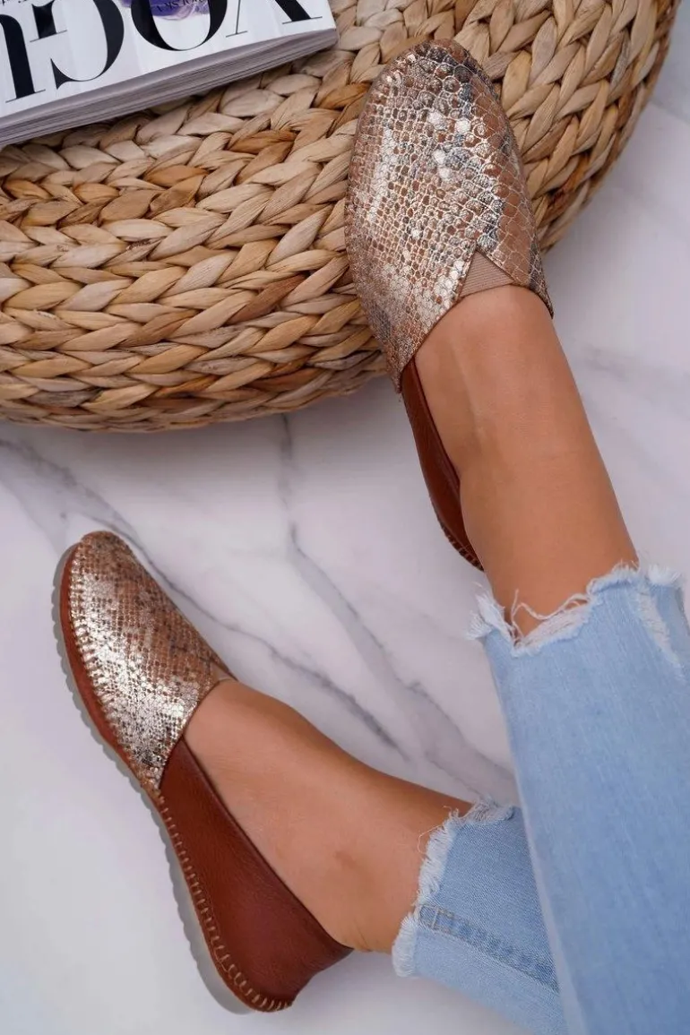 Baleriny Damskie Brązowe Maciejka 1930A-29/00-6