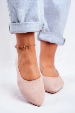 Baleriny Damskie Eko-Zamsz Beżowe Bellissima