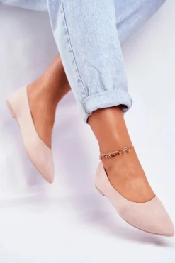 Baleriny Damskie Eko-Zamsz Beżowe Bellissima