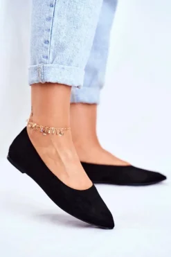 Baleriny Damskie Eko-Zamsz Czarne Bellissima