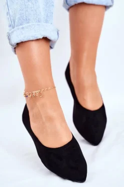 Baleriny Damskie Eko-Zamsz Czarne Bellissima