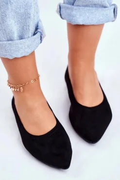 Baleriny Damskie Eko-Zamsz Czarne Bellissima