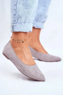 Baleriny Damskie Eko-Zamsz Szare Bellissima