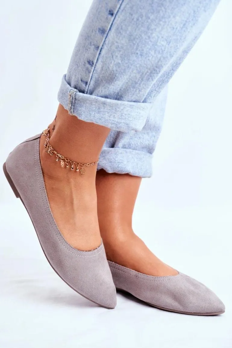 Baleriny Damskie Eko-Zamsz Szare Bellissima