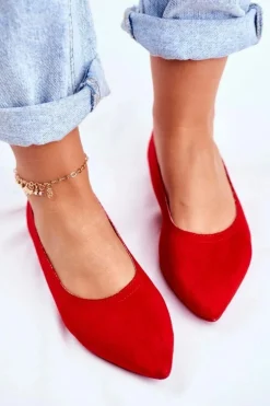 Baleriny Damskie Eko-Zamsz Czerwone Bellissima