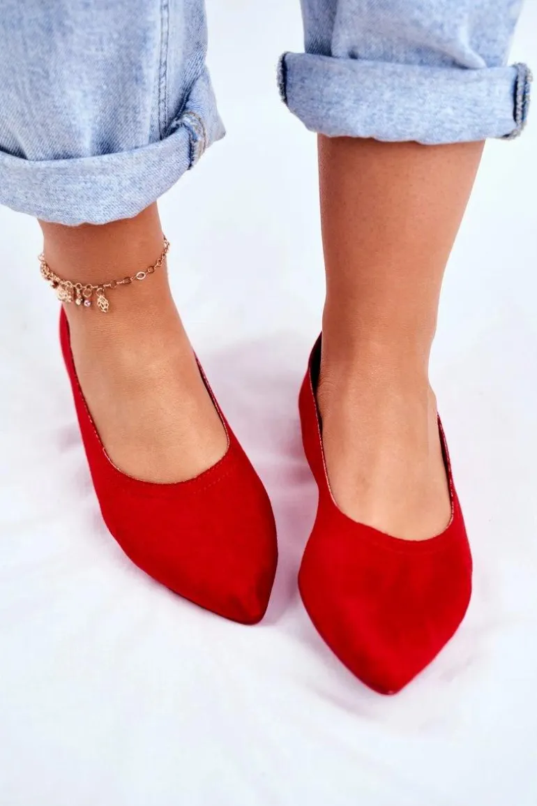 Baleriny Damskie Eko-Zamsz Czerwone Bellissima