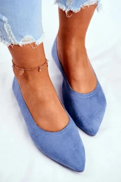 Baleriny Damskie Eko-Zamsz Niebieskie Bellissima