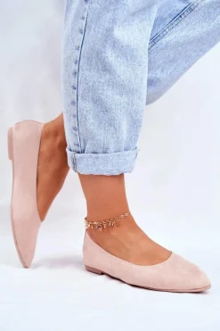 Baleriny Damskie Eko-Zamsz Różowe Bellissima