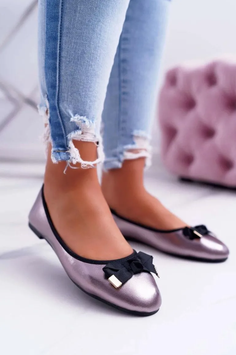 Baleriny Damskie Eleganckie Grafitowe LaDonna