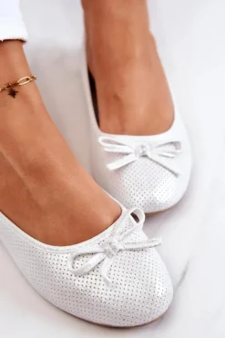 Baleriny Damskie Klasyczne Profilowana Wkładka Białe Fimme